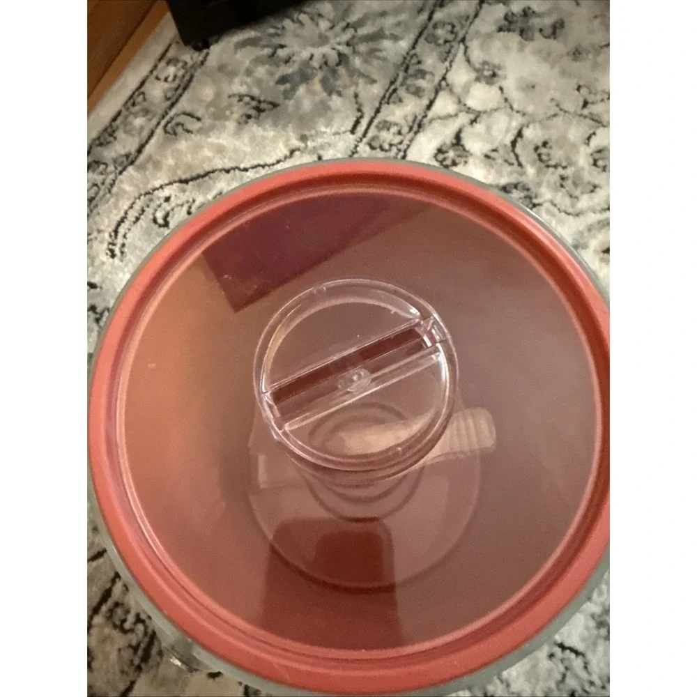 Vintage Acrylic Ice Bucket With Removable Insert, Lady Bugs & Sunflowers